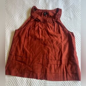 J. crew - cotton and silk blend sleeveless blouse with ruffle neck detail